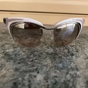 PRADA 0PR610S WOMEN’S CLASSIC CREME/SILVER CAT EYE SUNGLASSES/NEW Prada Cat-eye Sunglasses for Women and Men - Mia Burton main image 4